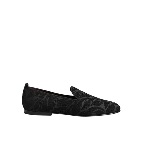 Dolce & Gabbana Black Brocade Loafers Slip On Men Dress Men's Shoes
